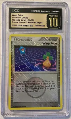 CGC 10 Pristine Warp Point 88/100 Majestic Dawn Cross Holo Pokemon League 2008 - Image 1