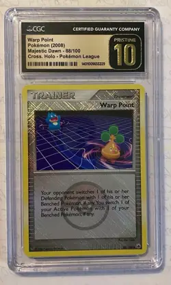 CGC 10 Pristine Warp Point 88/100 Majestic Dawn Cross Holo Pokemon League 2008 - Image 2