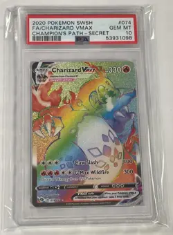 2020 POKEMON SWSH FA CHARIZARD VMAX CHAMPION'S PATH SECRET #074 PSA 10. - Image 1