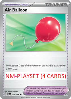 4x Air Balloon 079/086 Pokemon Card Lot Black Bolt English - PLAYSET - Unplayed - Image 1