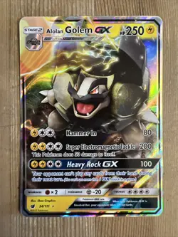 Alolan Golem GX - 34/111 - Pokemon Crimson Invasion Sun Moon Ultra Rare Card NM - Image 1