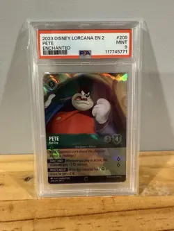 Disney Lorcana Pete Bad Guy Rise of the Floodborn Enchanted Card PSA 9 - Image 1