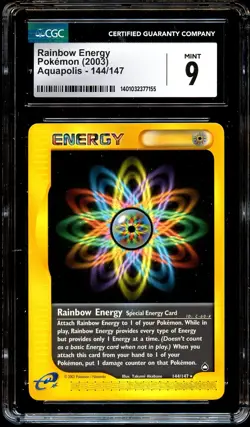CGC 9 MINT Rainbow Energy 144/147 Aquapolis Pokemon Card 155 - Image 2