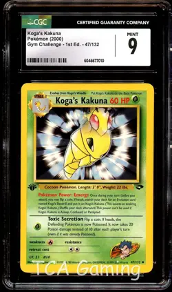 CGC 9 MINT Koga's Kakuna 47/132 1st Edition Gym Challenge Pokemon Card 010 - Image 1