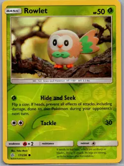 Rowlet 17/236 Reverse Holo SM - Cosmic Eclipse - Pokemon Card - NM - Image 1