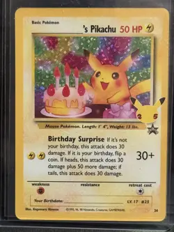 Pokemon Celebrations Classic Collection Birthday Surprise Pikachu #24 NM - Image 1
