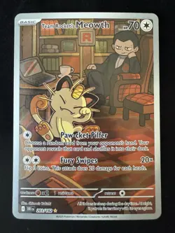Pokemon Destined Rivals TEAM ROCKET'S MEOWTH 203/182 IR Full Art - Image 1