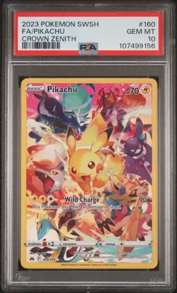 2023 POKEMON SWORD & SHIELD CROWN ZENITH #160 FULL ART/PIKACHU PSA 10 - Image 1
