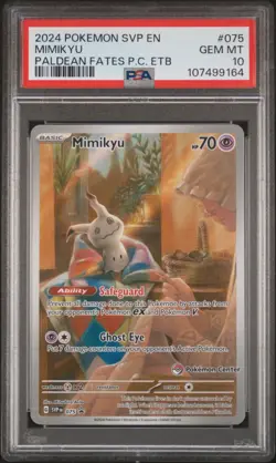 2024 POKEMON PALDEAN FATES POKEMON CENTER ETB SVP EN-SV #075 MIMIKYU PSA 10 - Image 1