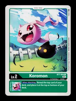 Koromon BT7-004 Green Digimon Card CCG Trading Card - Image 1