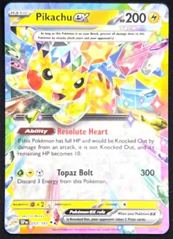 Pokemon TCG Pikachu EX Surging Sparks Ultra Rare Card 057/191 Scarlet & Violet - Image 1