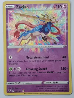 Zacian 082/185 Holo Amazing Rare SWSH04: Vivid Voltage NM English Pokemon Card - Image 1