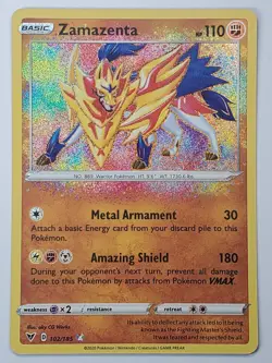 Zamazenta 102/185 Amazing Rare SWSH04: Vivid Voltage NM English Pokemon Card - Image 1