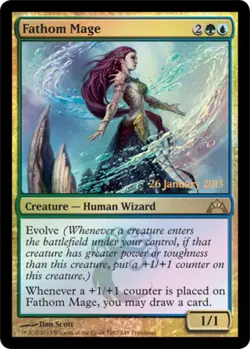 Slightly Played, English - 1 x MTG Fathom Mage - Prerelease Foil Promotional - Image 1
