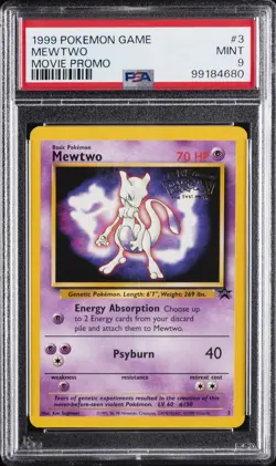 1999 POKEMON GAME MOVIE MOVIE PROMO #3 MEWTWO PSA 9 - Image 1