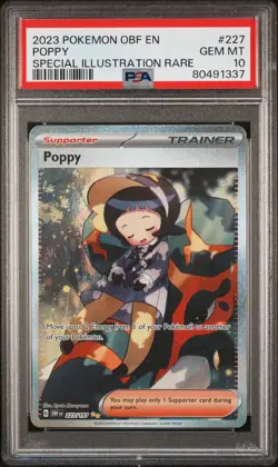 2023 POKEMON OBF EN-OBSIDIAN FLAMES SPECIAL ILLUSTRATION RARE #227 POPPY PSA 10 - Image 1