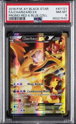 2016 POKEMON XY BLACK STAR PROMO RED & BLUE COLL FULL ART/CHARIZARD EX PSA 8 - Image 1