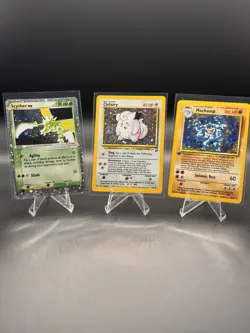 1999 Pokemon Machamp, Scyther EX & Clefairy Holo WOTC Vintage Rare TCG Lot - Image 1