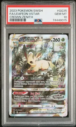 Pokemon Crown Zenith Galarian Gallery Leafeon VSTAR GG35/GG70 PSA 10 Gem Mint - Image 1