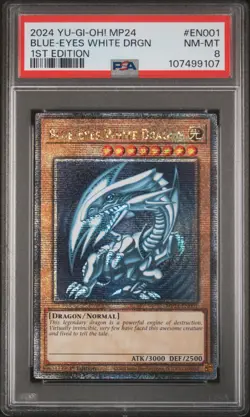 2024 YU-GI-OH! MP24-25TH ANV TIN: DUELING MIRRORS BLUE-EYES WHITE DRAGON PSA 8 - Image 1