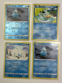 4 Card Lot Of Ducklett Swanna Common Reverse Holo Pokemon TCG - Image 1