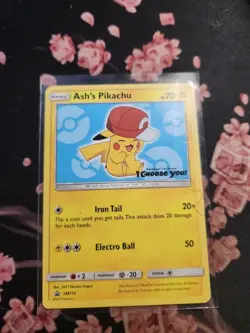 ◓Ash's Pikachu SM113 I Choose You 2017 - Pokemon TCG Black Star Movie Promo*NM◓ - Image 1