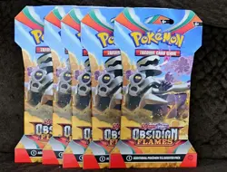 Pokemon TCG - Obsidian Flames Sleeved Booster Packs LOT OF 5 - Image 1