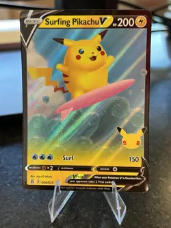 Pokemon TCG - Surfing Pikachu V 8/025 - Celebrations - Ultra Rare - MINT - Image 1