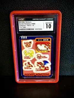1998 Bandai Sealdass Pokemon - Part 2 #12 Fire Type Mini Stickers CGC 10 - Image 1