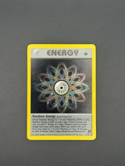Rainbow Energy 1st Edition Team Rocket Holo Rare 17/82 Pokemon WOTC Crease ✨ - Image 1
