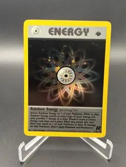 Rainbow Energy 1st Edition Team Rocket Holo Rare 17/82 Pokemon WOTC Crease ✨ - Image 3