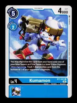 Kumamon BT7-021 Blue Digimon Card CCG Trading Card - Image 1
