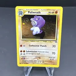 Pokemon TCG Neo Discovery Poliwrath Holo SWIRL Rare Unlimited Card 9/75 - Image 1