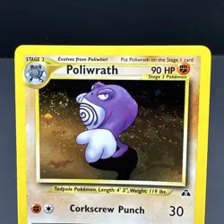 Pokemon TCG Neo Discovery Poliwrath Holo SWIRL Rare Unlimited Card 9/75 - Image 3