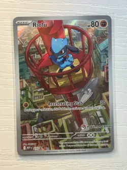 Pokemon TCG Mega Evolution Riolu Promo Card Pokemon Center Stamped - Image 1