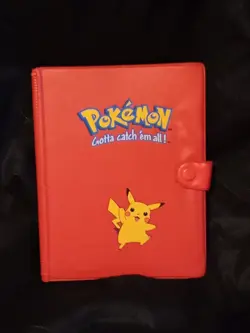 Vintage 1999 Authentic Red Pikachu Pokemon 4-Pocket Card Binder Book Album - Image 1