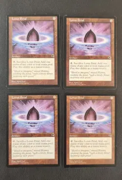 Lotus Petal MTG Tempest English Set of Four Cards Play Use Used - Image 1