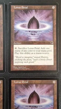 Lotus Petal MTG Tempest English Set of Four Cards Play Use Used - Image 3