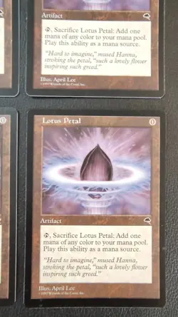 Lotus Petal MTG Tempest English Set of Four Cards Play Use Used - Image 4