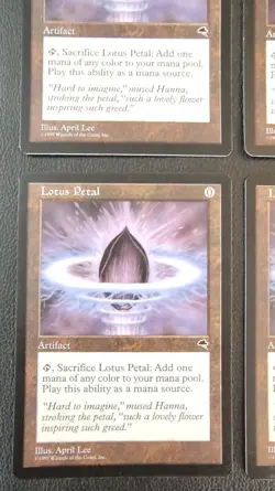 Lotus Petal MTG Tempest English Set of Four Cards Play Use Used - Image 5