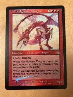 JUD Worldgorger Dragon Foil English MTG Judgment 1st Edition Used Game Card - Image 1