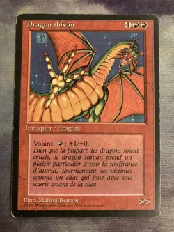 FBB Mount Shiv Dragon French 1st Edition Black Frame Plaid MTG Revised Old Used - Image 1