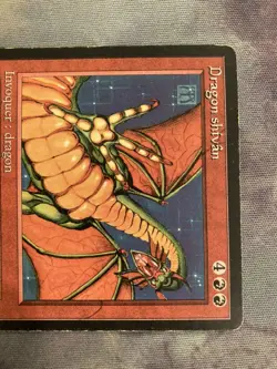 FBB Mount Shiv Dragon French 1st Edition Black Frame Plaid MTG Revised Old Used - Image 2