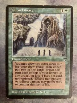 LEG Forest Wisdom English First Edition MTG Plaid Sylvan Library Card - Image 1
