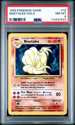 1999 Pokemon Game Ninetales #12 PSA 8 - Image 1