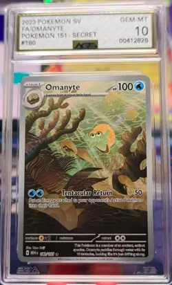 2023 POKEMON MEW EN-151 ILLUSTRATION RARE #180 OMANYTE AGS 10 GEM-MT 💎 - Image 1