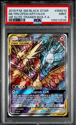 SM210 Moltres & Zapdos Articuno Tag Team GX Pokemon Black Star Promo PSA 9 - Image 1