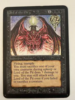 Magic the Gathering MTG Alpha LORD OF THE PITT LP (Beta Bob) - Image 1