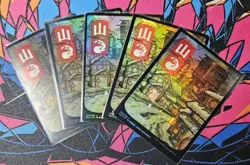 5x Mountain x5 NM Foil MTG 300 Kamigawa Neon Dynasty Unplayed Magic Gathering - Image 1