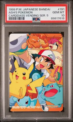 1999 POKEMON JPN BANDAI CARDDASS VENDING SER 5 #191 ASH'S POKEMON PSA 10 - Image 1